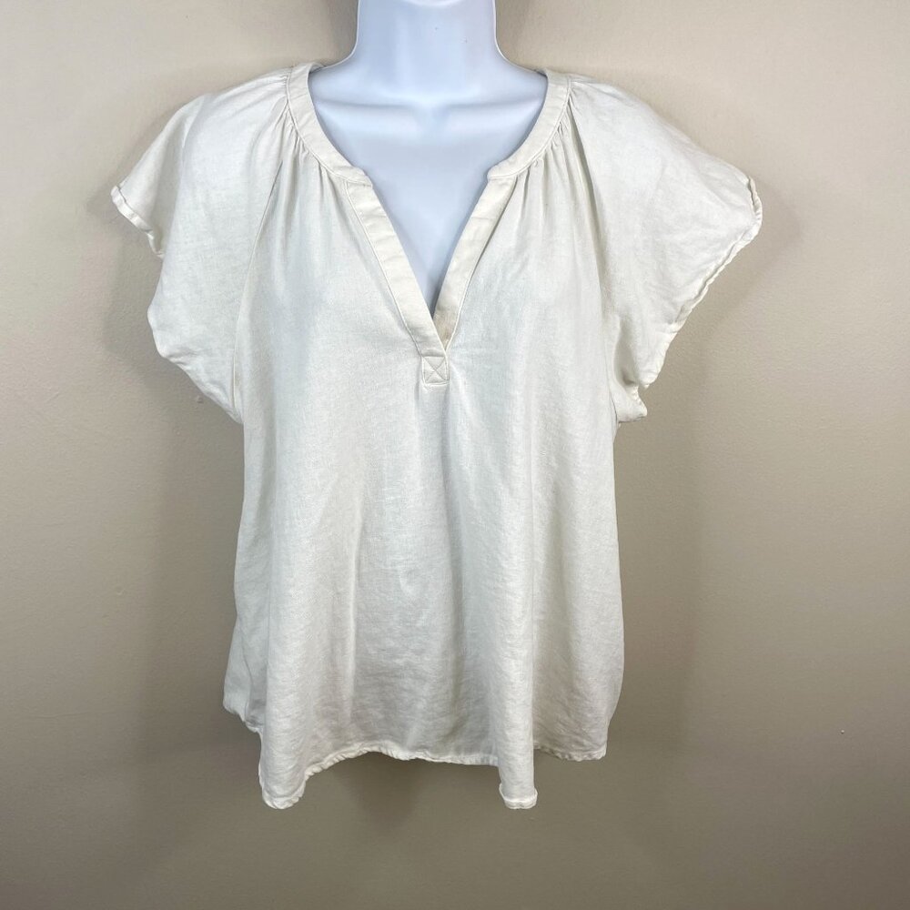 Universal Thread Euro Summer Linen Blend Top Large Beach Flutter Sleeve Feminine
